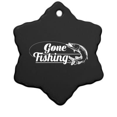 Gone Fishing Logo Ceramic Star Ornament