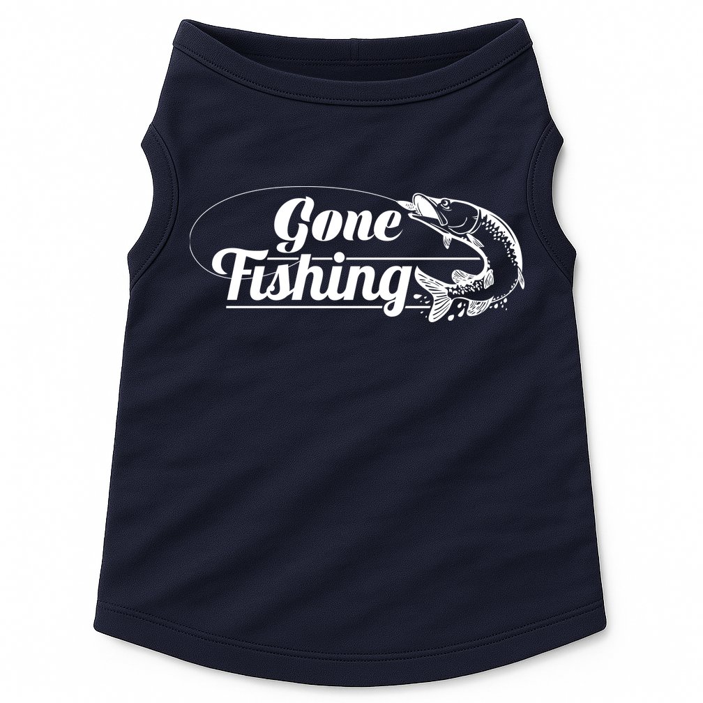 Gone Fishing Logo Doggie Tank