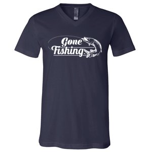 Gone Fishing Logo V-Neck T-Shirt