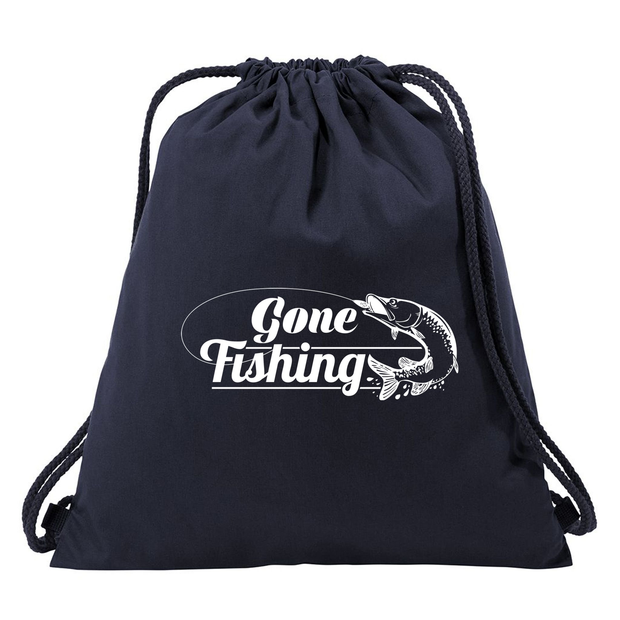 Gone Fishing Logo Drawstring Bag