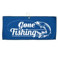 Gone Fishing Logo Large Microfiber Waffle Golf Towel