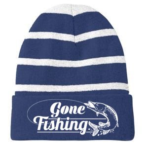 Gone Fishing Logo Striped Beanie with Solid Band