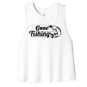 Gone Fishing Logo Women's Racerback Cropped Tank