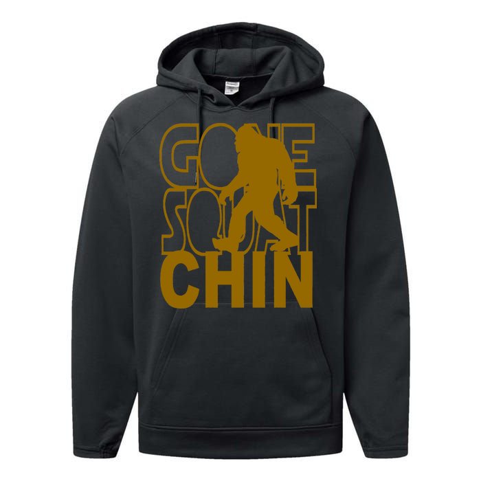 Gone Squatchhin Funny Sasquatch Performance Fleece Hoodie