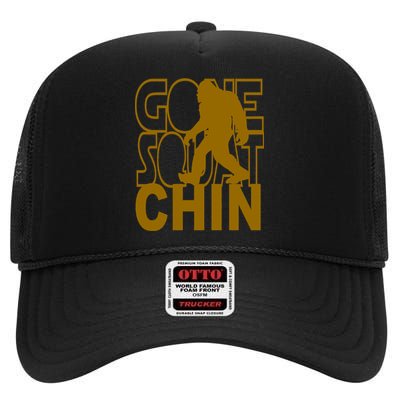 Gone Squatchhin Funny Sasquatch High Crown Mesh Back Trucker Hat