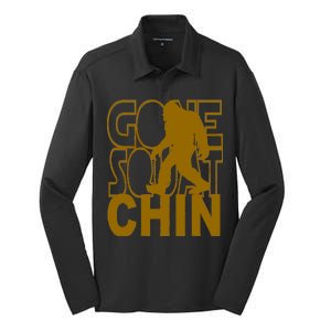 Gone Squatchhin Funny Sasquatch Silk Touch Performance Long Sleeve Polo