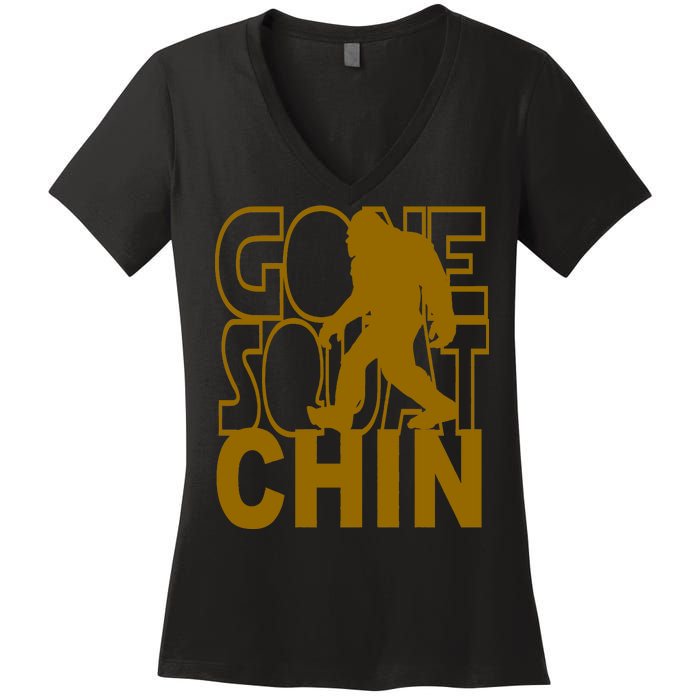 Gone Squatchhin Funny Sasquatch Women's V-Neck T-Shirt