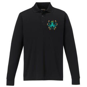 German Octopus Oktoberfest Funny Bavarian Festival Women Performance Long Sleeve Polo