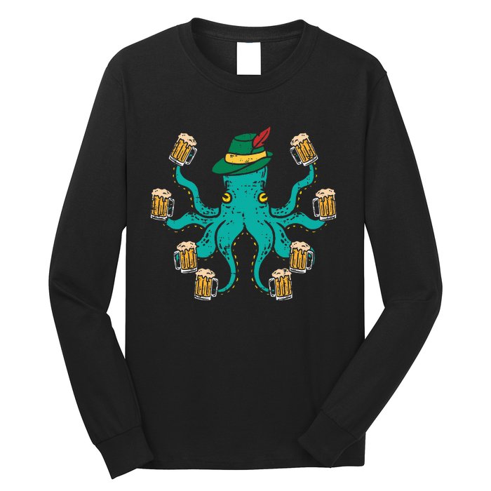 German Octopus Oktoberfest Funny Bavarian Festival Women Long Sleeve Shirt