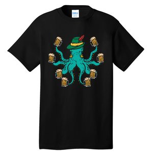 German Octopus Oktoberfest Funny Bavarian Festival Women Tall T-Shirt