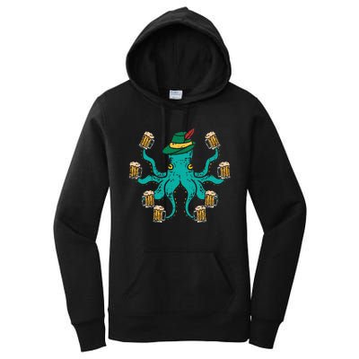 German Octopus Oktoberfest Funny Bavarian Festival Women Women's Pullover Hoodie