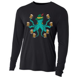 German Octopus Oktoberfest Funny Bavarian Festival Women Cooling Performance Long Sleeve Crew