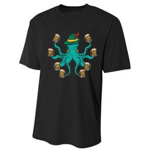 German Octopus Oktoberfest Funny Bavarian Festival Women Performance Sprint T-Shirt