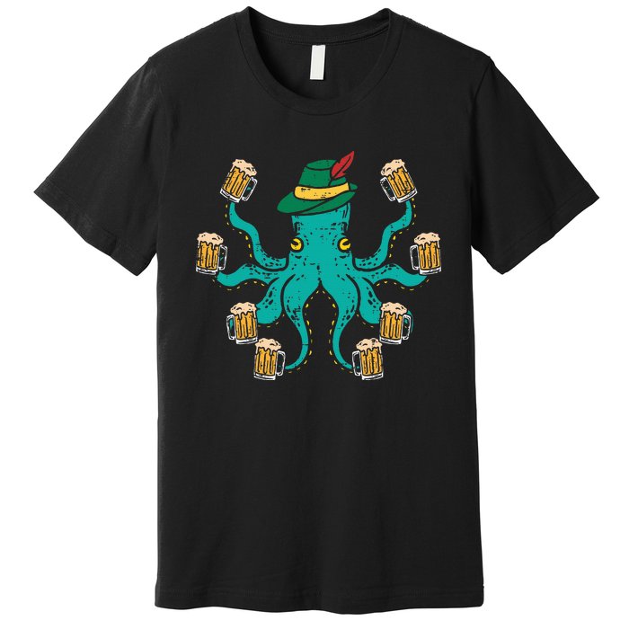 German Octopus Oktoberfest Funny Bavarian Festival Women Premium T-Shirt