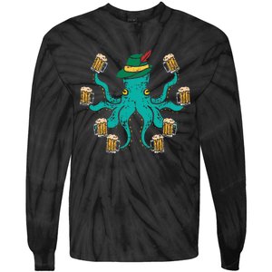 German Octopus Oktoberfest Funny Bavarian Festival Women Tie-Dye Long Sleeve Shirt