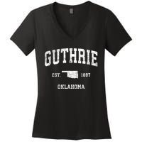 Guthrie Oklahoma Ok Vintage Sports Women's V-Neck T-Shirt