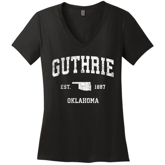 Guthrie Oklahoma Ok Vintage Sports Women's V-Neck T-Shirt