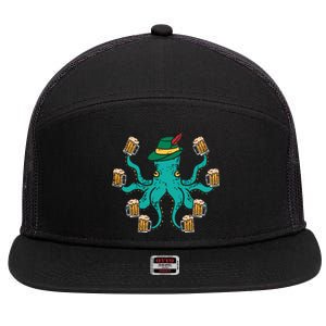 German Octopus Oktoberfest Funny Bavarian Festival 7 Panel Mesh Trucker Snapback Hat