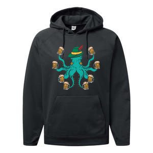 German Octopus Oktoberfest Funny Bavarian Festival Performance Fleece Hoodie