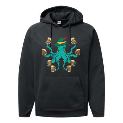 German Octopus Oktoberfest Funny Bavarian Festival Performance Fleece Hoodie