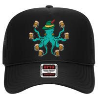 German Octopus Oktoberfest Funny Bavarian Festival High Crown Mesh Back Trucker Hat