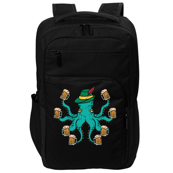 German Octopus Oktoberfest Funny Bavarian Festival Impact Tech Backpack