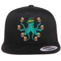 German Octopus Oktoberfest Funny Bavarian Festival Flat Bill Trucker Hat