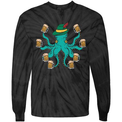 German Octopus Oktoberfest Funny Bavarian Festival Tie-Dye Long Sleeve Shirt