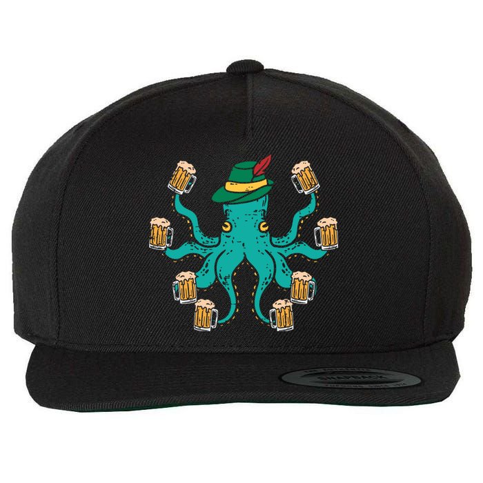 German Octopus Oktoberfest Funny Bavarian Festival Wool Snapback Cap