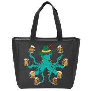 German Octopus Oktoberfest Funny Bavarian Festival Zip Tote Bag