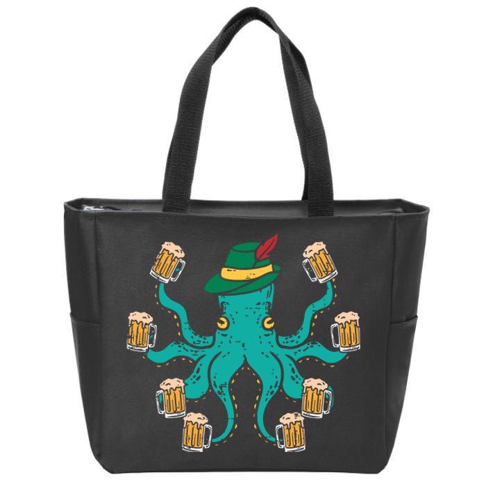 German Octopus Oktoberfest Funny Bavarian Festival Zip Tote Bag