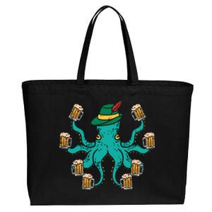 German Octopus Oktoberfest Funny Bavarian Festival Cotton Canvas Jumbo Tote