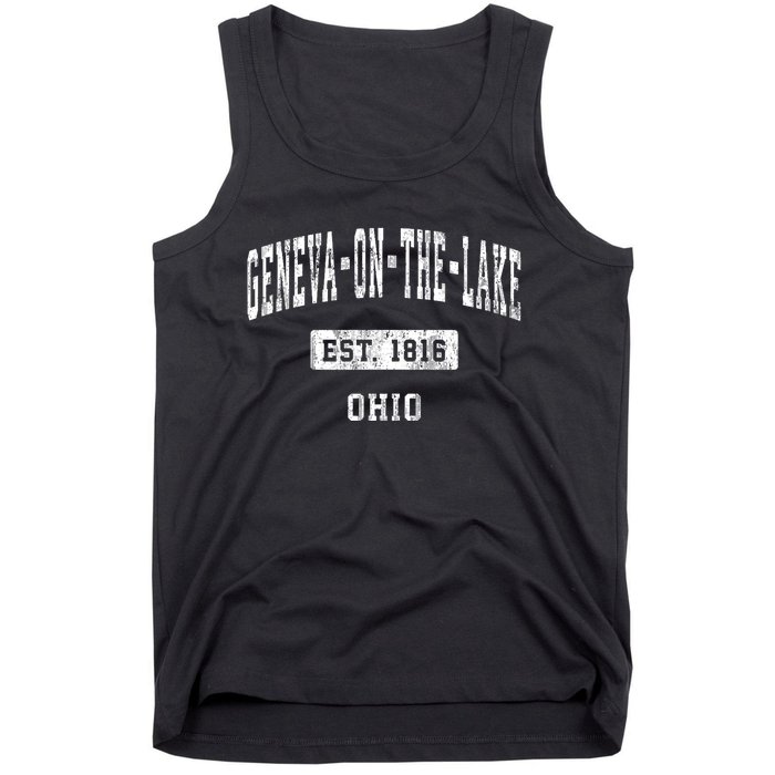 Genevaonthelake Ohio Oh Vintage Sports Established Tank Top