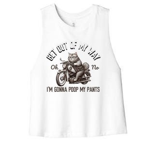 Get Out Of My Way Gonna Poop My Pants Funny Adult Humor Meme Women's Racerback Cropped Tank