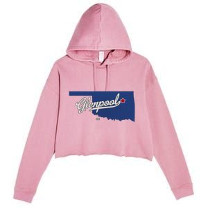 Glenpool Oklahoma Ok Map Crop Fleece Hoodie