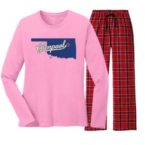 Glenpool Oklahoma Ok Map Women's Long Sleeve Flannel Pajama Set 