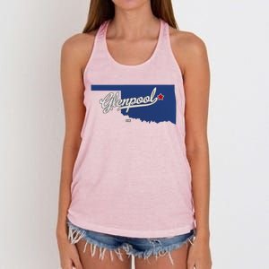 Glenpool Oklahoma Ok Map Women's Knotted Racerback Tank