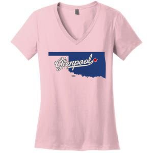 Glenpool Oklahoma Ok Map Women's V-Neck T-Shirt