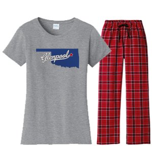 Glenpool Oklahoma Ok Map Women's Flannel Pajama Set