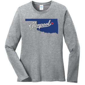 Glenpool Oklahoma Ok Map Ladies Long Sleeve Shirt