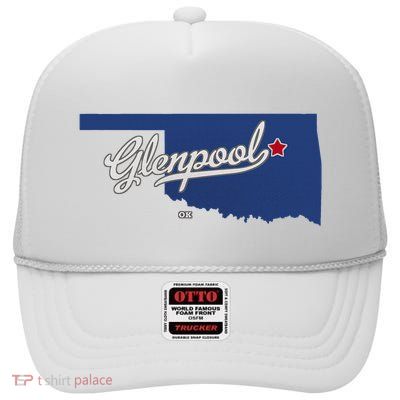 Glenpool Oklahoma Ok Map High Crown Mesh Back Trucker Hat