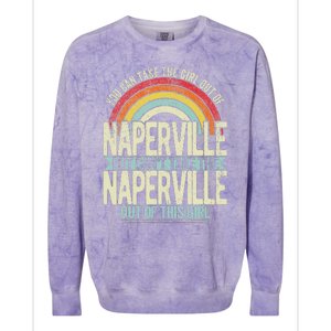 Girl Out Of Naperville Illinois Hometown Home Naperville Colorblast Crewneck Sweatshirt