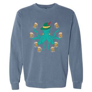 German Octopus Oktoberfest Funny Bavarian Festival Garment-Dyed Sweatshirt