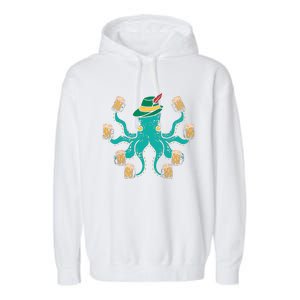 German Octopus Oktoberfest Funny Bavarian Festival Garment-Dyed Fleece Hoodie