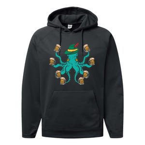 German Octopus Oktoberfest Funny Bavarian Festival Performance Fleece Hoodie