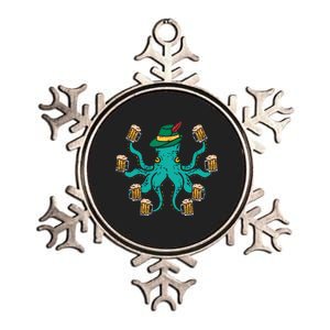 German Octopus Oktoberfest Funny Bavarian Festival Metallic Star Ornament