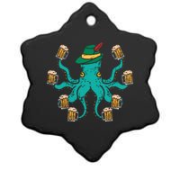 German Octopus Oktoberfest Funny Bavarian Festival Ceramic Star Ornament