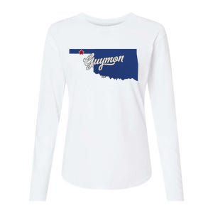 Guymon Oklahoma Ok Map Womens Cotton Relaxed Long Sleeve T-Shirt