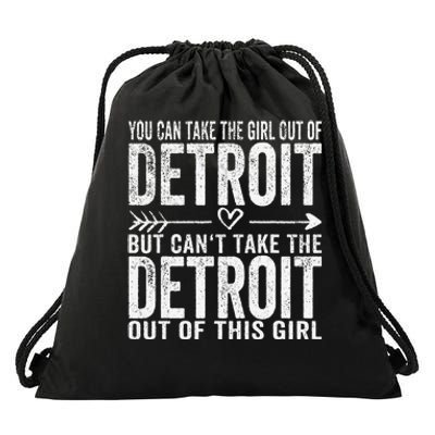 Girl Out Of Detroit Michigan Hometown Home Detroit Drawstring Bag