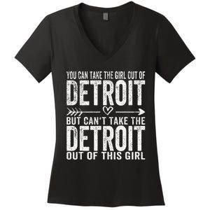 Girl Out Of Detroit Michigan Hometown Home Detroit Women's V-Neck T-Shirt